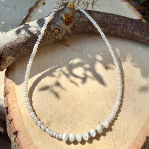 Freshwater Anklet with Mother of Pearl Accent • Sterling Silver Ankle Bracelet bild 5