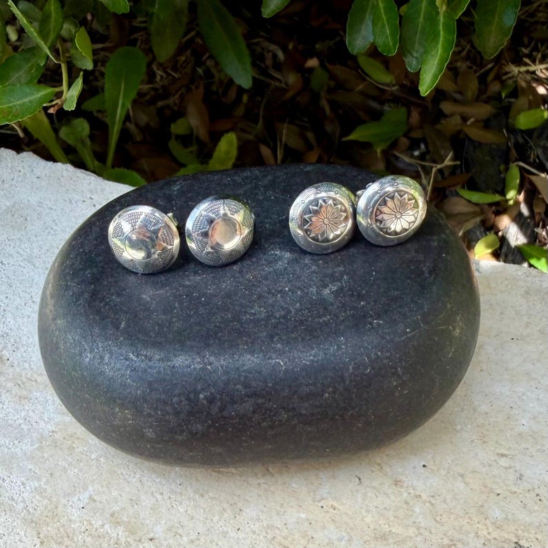 11mm Sterling Silver Stud Earrings • Sunflower • Star •Concho Posts image 2