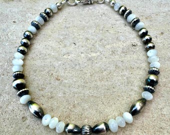 Sterling Silver Desert Pearl & White Pearl Bracelet • Southwestern Jewelry