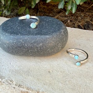Larimar Sterling Silver Ring • Adjustable Double Bezel • Sky‑Blue Caribbean Stone imagen 2