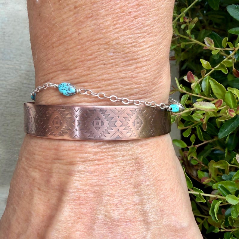 Southwest Copper Embossed Cuff • Raw Copper Bracelet • Hand‑Forged Western Jewelry image 11