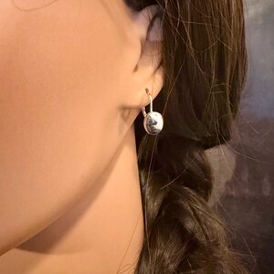 Sterling Lever-Back White Buffalo Earrings • 8x10 Oval Cabochon with Black-White Matrix image 9