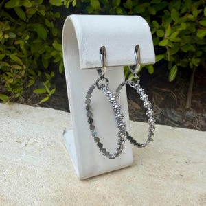 Sterling Silver Lever‑Back Hoop Earrings • Bali Berry Floral Patterned Wire • Handmade Hoops image 8