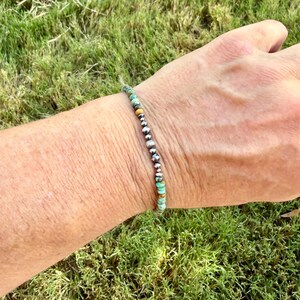 Kingman Green Turquoise & Desert Perlenarmband | Sterling Silber südwestlichen Schmuck Bild 3