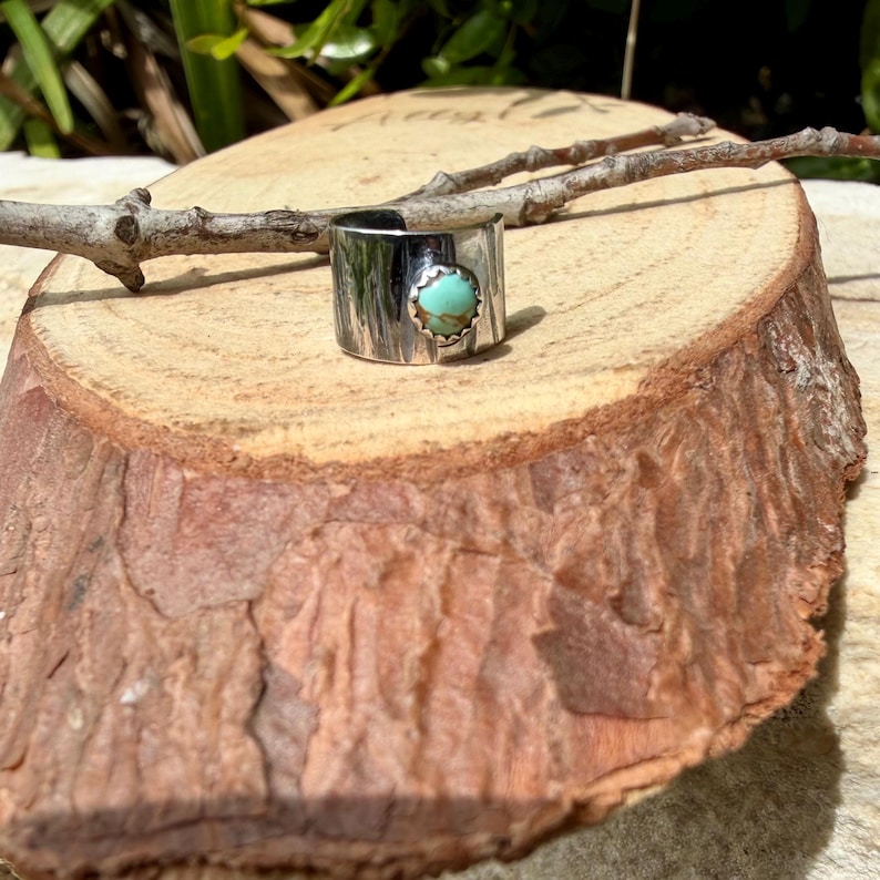 4mm Number 8 Genuine Turquoise Ear Cuff • Sterling Silver Wide Conch Band No‑Piercing image 6