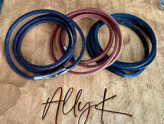 Multi leather wrap bracelet with bayonet closure/ wrap genuine leather bracelet