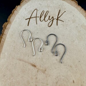 18g Argentium Ball End Ear Wires • 3/4 Inch • Hand‑Forged Silver Findings image 5