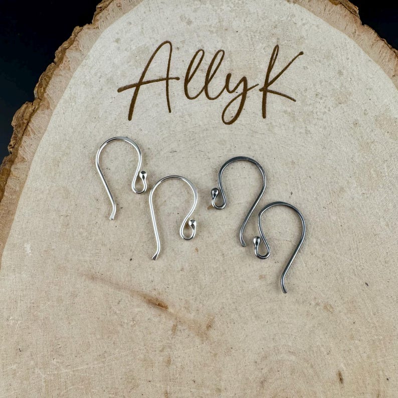 18g Argentium Ball End Ear Wires • 3/4 Inch • Hand‑Forged Silver Findings image 5
