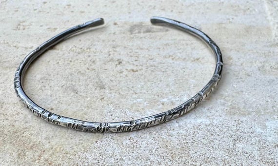 Hammered sterling silver cuff bracelet