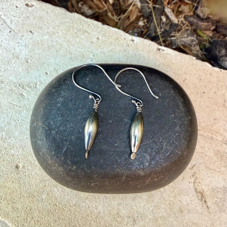 Desert Pearl Dangle Earrings • Sterling Silver Torpedo Drop Earrings • Southwest Jewelry image 4