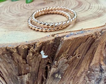 14k Gold Filled Seil Ring Set • Twist Bands • Stapelbare Ringe