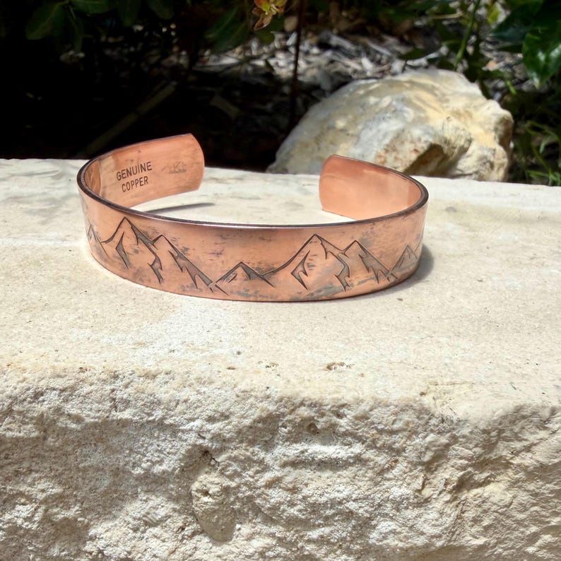 Rustic Mountains Copper Cuff • Hand‑Forged Raw Copper Bracelet image 3