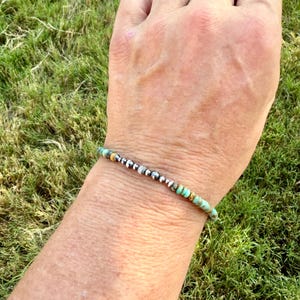 Kingman Green Turquoise & Desert Perlenarmband | Sterling Silber südwestlichen Schmuck Bild 7