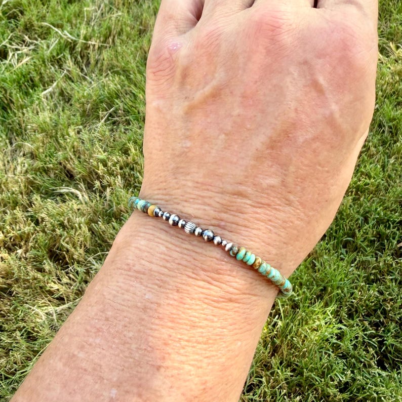 Kingman Green Turquoise & Desert Perlenarmband | Sterling Silber südwestlichen Schmuck Bild 7