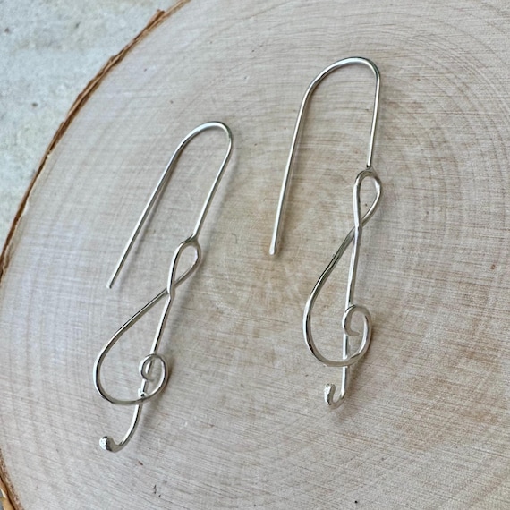 Sterling Silver Treble Clef Dangle Earrings, Music Note Earrings, Music Lover Gift, G Clef Earrings,  Music Jewelry
