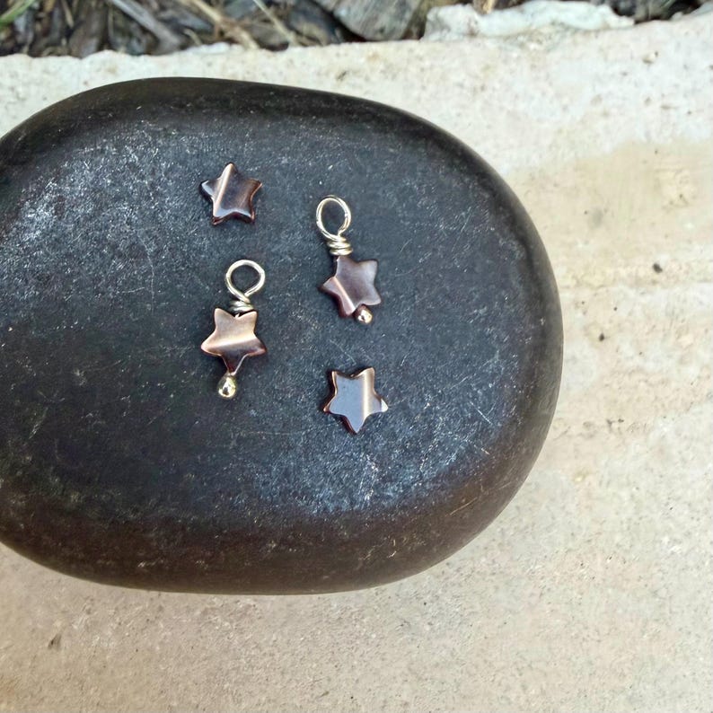 Perlmutt Stern Charms • 6 mm & 13 mm Sterling Silber gewickelt Bild 2