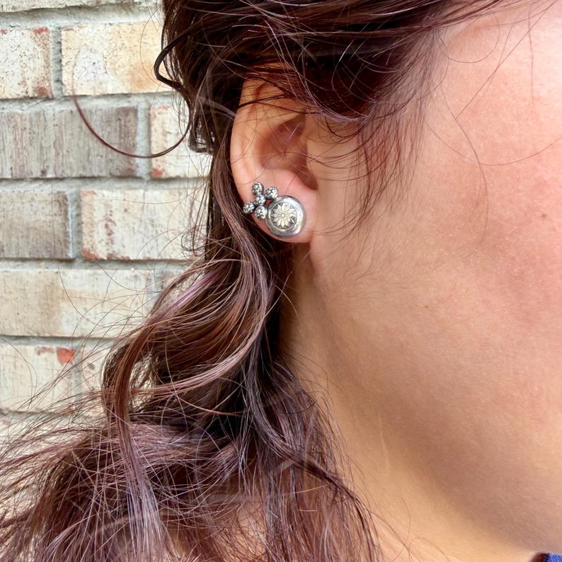 11mm Sterling Silver Stud Earrings • Sunflower • Star •Concho Posts image 17