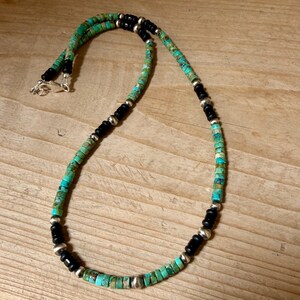Gargantilla de perlas del desierto de turquesa y ónix • Collar de plata de ley estilo suroeste imagen 4