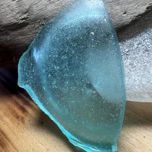 Thick Aqua Blue Sea Glass | Bottle Bottom Curve | Ocean-Tumbled Gem for Jewelry, Crafts, Display