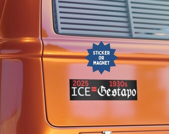 Abolish ICE Bumper Sticker/Car Magnet: Weatherproof Vinyl
