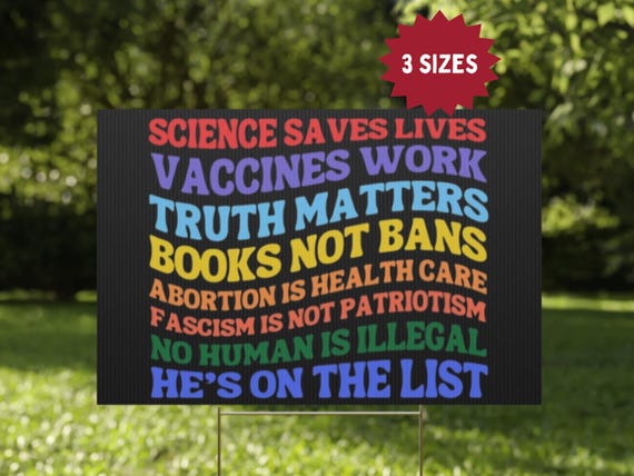 Anti-Trump Yard, Protest Sign | Pro-Vaccine Anti-Fascism Sign | He’s on the Epstein List