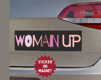 Pegatina/imán feminista para parachoques: ¡Mujer arriba! - Las chicas solo quieren derechos fundamentales