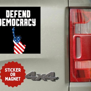 Defend Democracy Sticker or Magnet: Anti-Fascism Resist