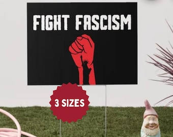 Gårdsskylt mot fascism: Dubbelsidig protestskylt
