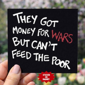 Tupac Shakur Lyric Sticker or Car Magnet, Anti-War Decal, No War in Iran Decal image 1