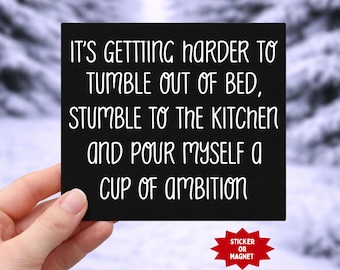Dolly Parton quote sticker of magneet, quote van 9 tot 5, kopje ambitie