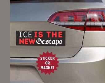 Abolish ICE Bumper Sticker or Magnet: Weatherproof Vinyl