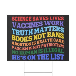 Anti-Trump-werf, protestbord | Bord voor vaccin tegen fascisme | Hij staat op de Epstein-lijst afbeelding 5