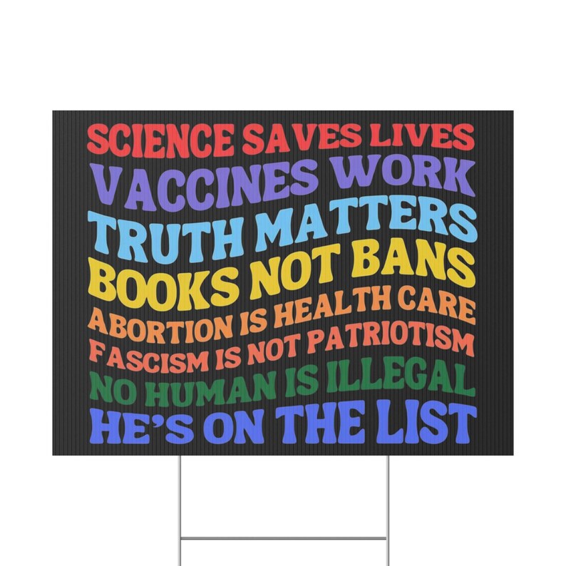 Anti-Trump-werf, protestbord | Bord voor vaccin tegen fascisme | Hij staat op de Epstein-lijst afbeelding 5