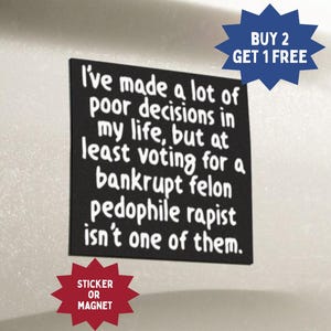 反トランプのステッカーまたはマグネット：政治的抗議、車、ラップトップ用デカール