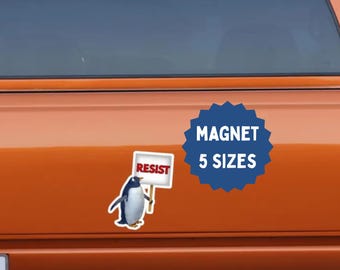 Penguin Resist Magnet: Weatherproof Vinyl Protest Decal