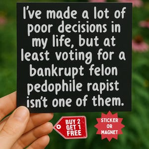 反トランプのステッカーまたはマグネット：政治的抗議、車、ラップトップ用デカール