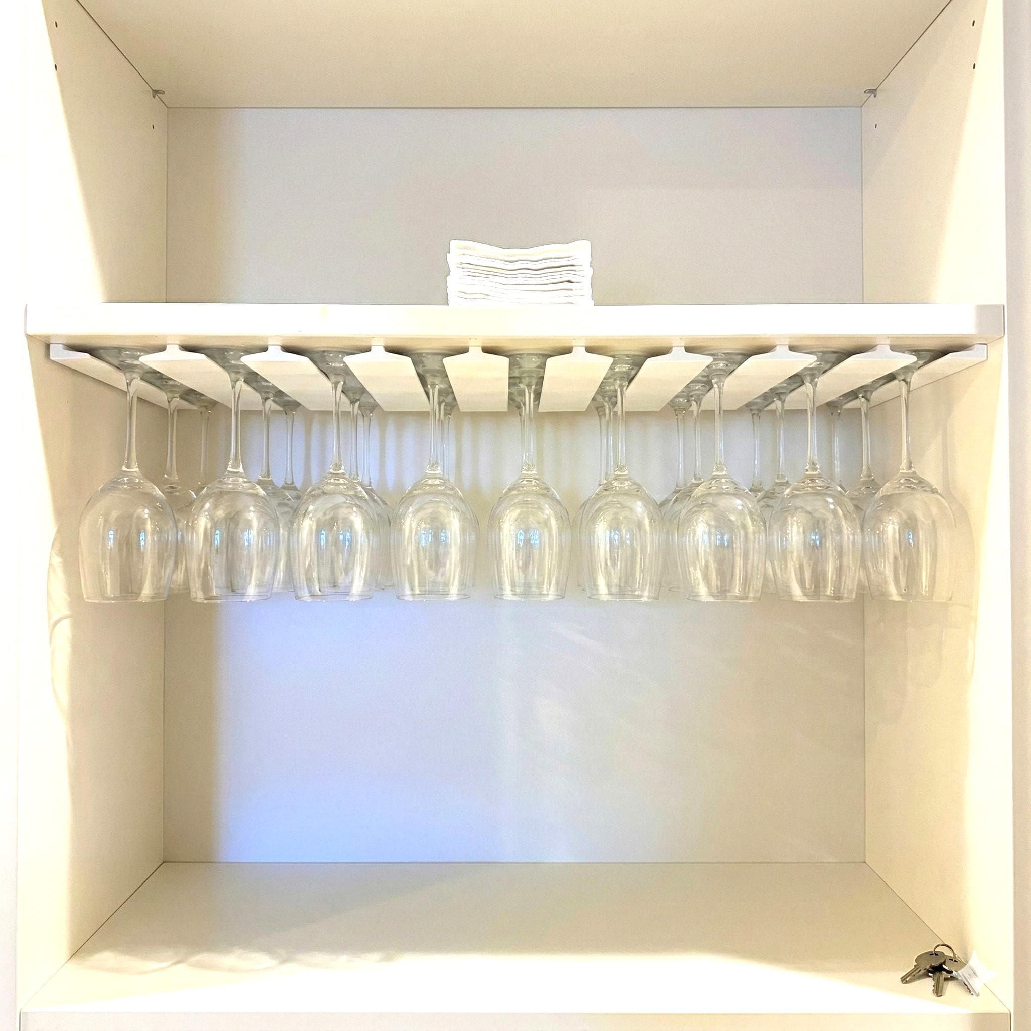 Under Cabinet Kitchen Shelf With Wine Glass Rack Rev-A-Shelf 3150-18ORB 18"  Oil Rubbed
