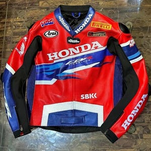 Men's Honda Motorbike Leather Jacket Motorcycle Jacket, Racing Jacket, Iconic Honda Biker Jacket, Red Jacket, Gift for him