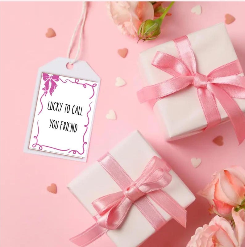Coquette Bow Friendship Cards, Girly Pink Bestie Gift (PDF Download) - Etsy