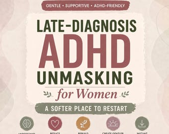 Late Diagnosis ADHD Unmasking Workbook 2026,Women's Neurodivergent Guided Journal,Executive Function Worksheet,Printable Planner, Organizer