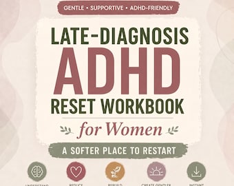 Late Diagnosis ADHD Reset Workbook 2026, Women's Neurodivergent Guided Journal, Executive Function Worksheet,Printable Planner,PDF Organizer