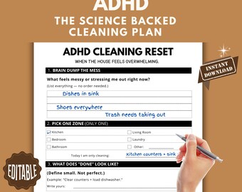 ADHD Cleaning Planner Printable | Deep Clean Checklist, Schedule (Canva Template)