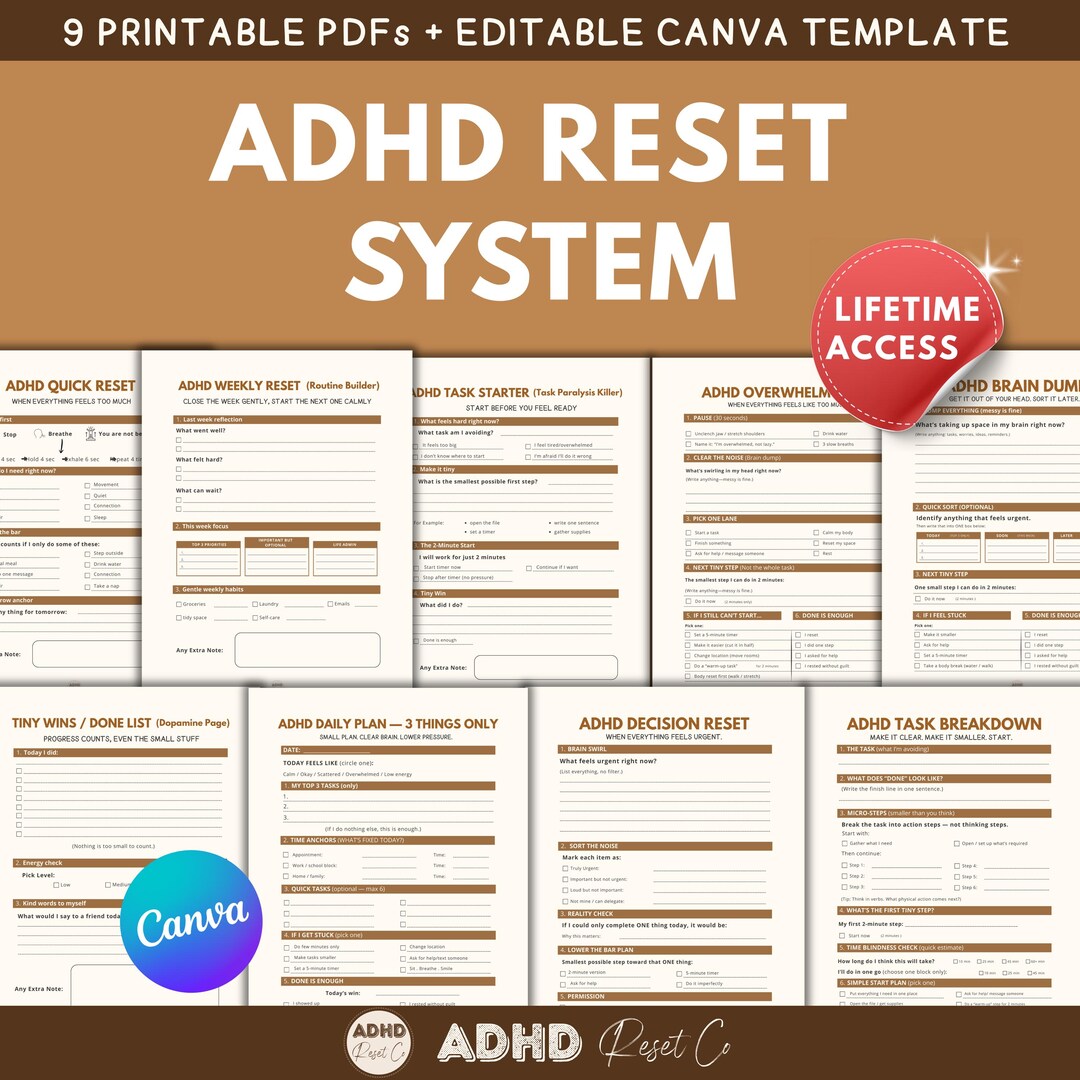 ADHD Planner Bundle for Women 2026 | Executive Dysfunction + Brain Dump ...