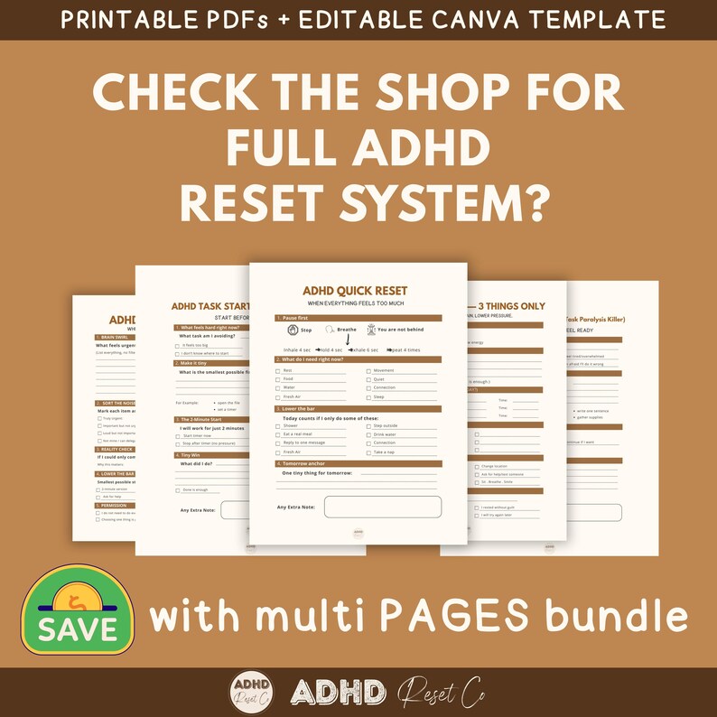 2026 ADHD Task Breakdown Worksheet Printable Step-by-Step Planner Sheet PDF + Editable Canva Template Executive Dysfunction Help image 7