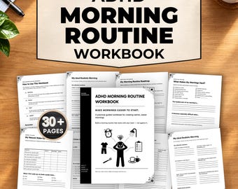 ADHD Morning Routine Workbook, Printable ADHD Planner, Morning Routine Worksheets, Productivity Planner, Digital Download