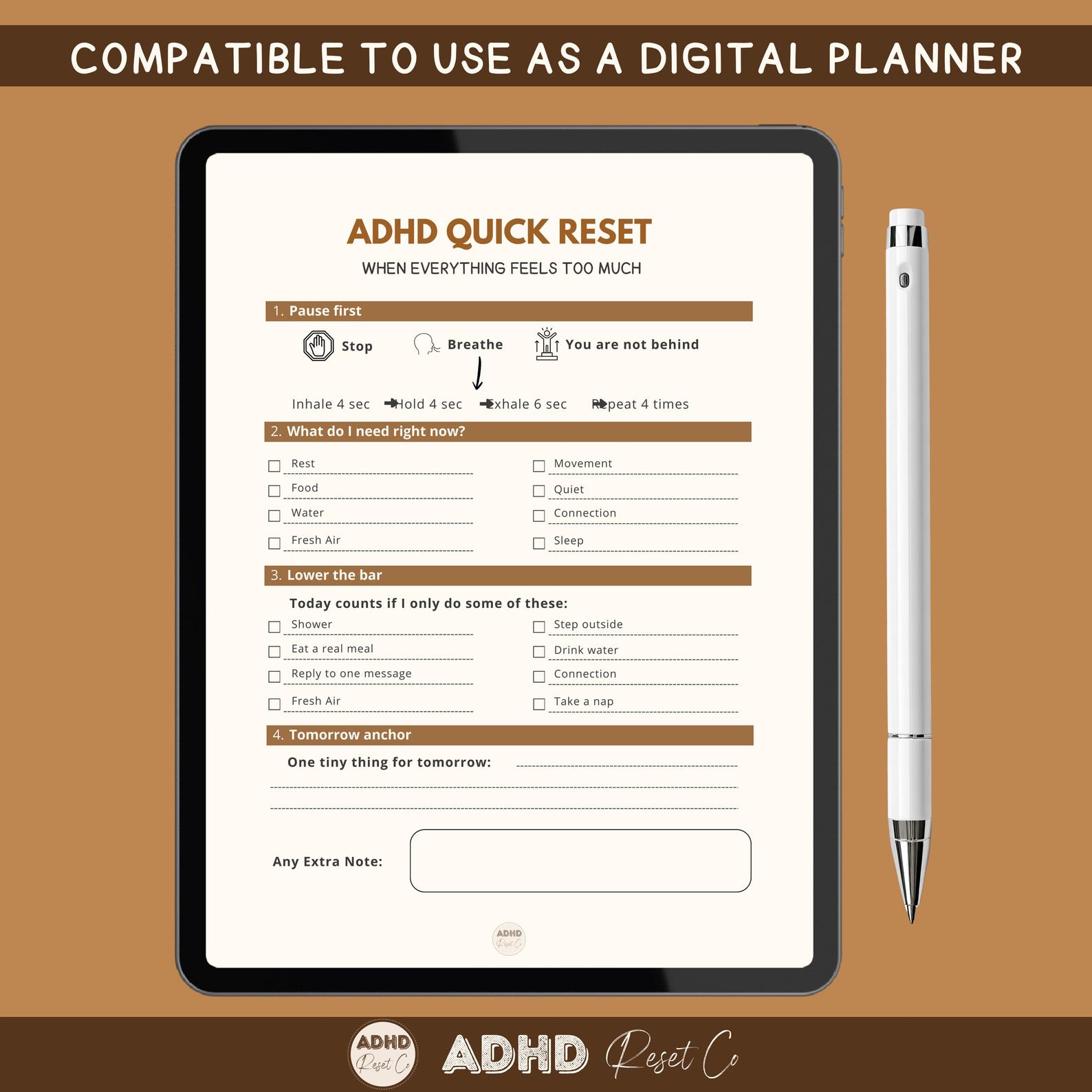 2026 ADHD Overwhelm Reset Printable | ADHD Shutdown Help Worksheet ...