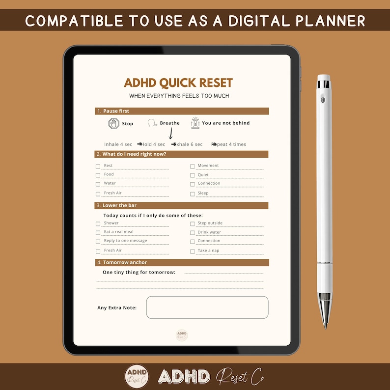 2026 ADHD Overwhelm Reset Printable | ADHD Shutdown Help Worksheet ...