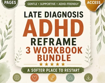 Late Diagnosis ADHD Workbook Bundle 2026, Women's Neurodivergent Guided Journal,Executive Function Worksheet,Printable Planner,PDF Organizer