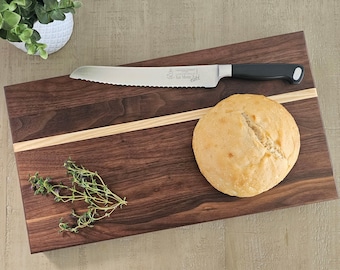 Handmade Wood Cutting Board | Walnut & Ash Cutting Board | Food Presentation Board | Food Prep Board