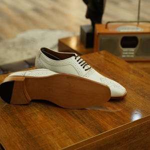 Handcrafted Leather Oxford Shoes for Men: Full Grain Formal Dress Shoes with Brogue Detailing image 8